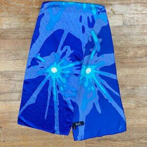 Vintage Tie Dye & Mathematic Silk Tie 90s Algebra Equations Oblong Math Blue